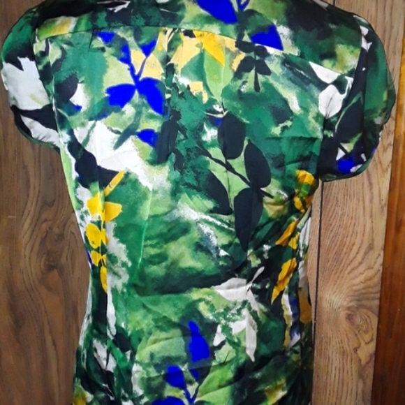 Womans Multicolored  Loosefit Size Large Elegant Blouse Smooth Textured Top - Picture 5 of 5